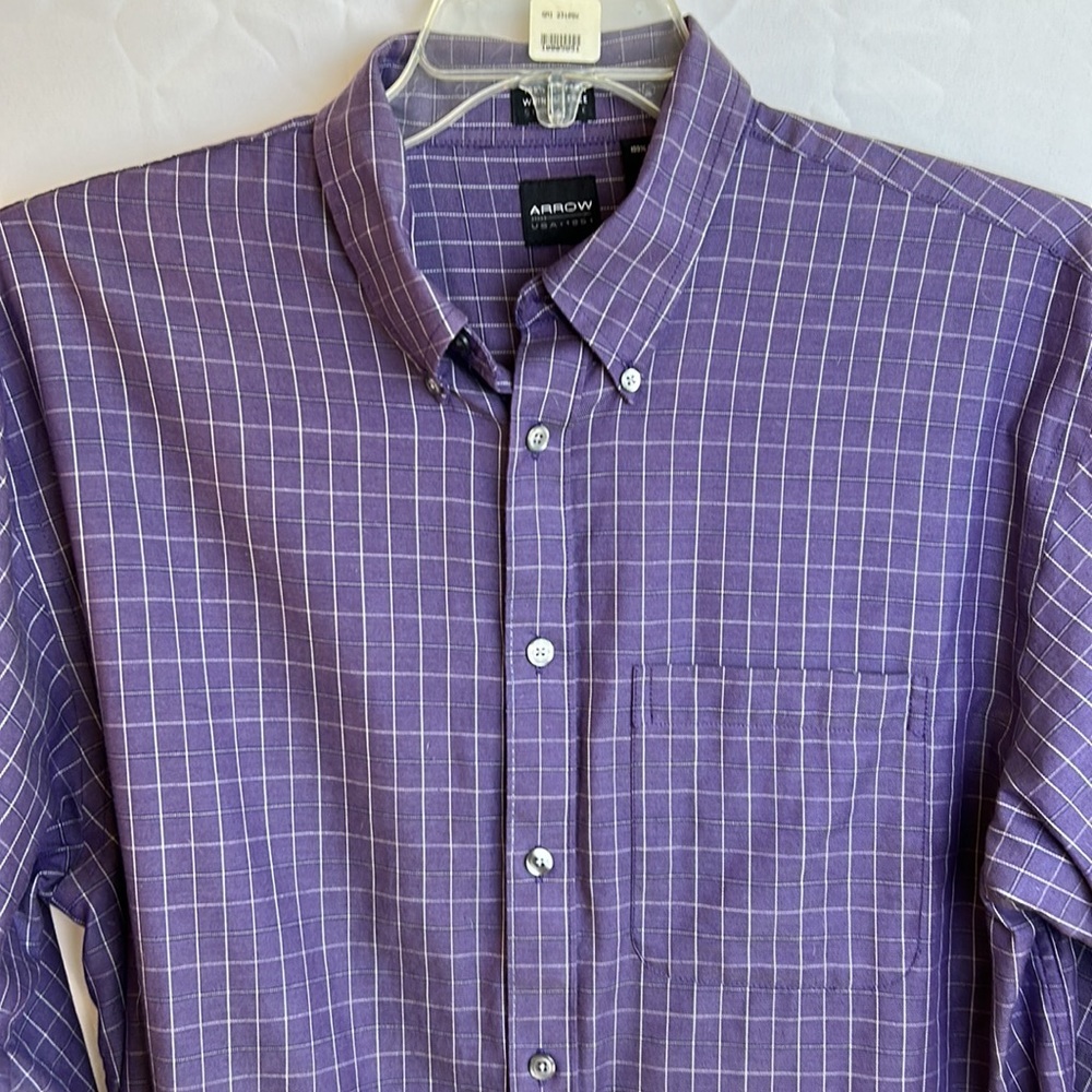 Arrow Purple Long Sleeve Button Down Shirt Size Large like new condition